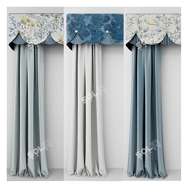 Designers Guild Curtains with Lambrequin 3D model image 1