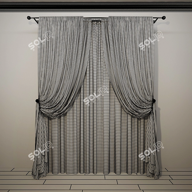 Elegant Drapery with Sheer 3D model image 2