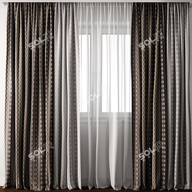 Exquisite Curtain Model with Multiple Formats 3D model image 1