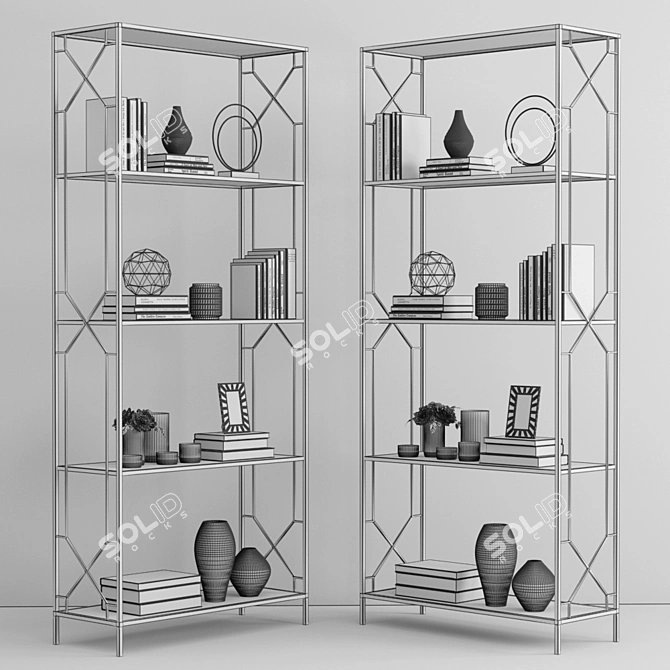 Modern Glass Etagere Shelf 3D model image 2