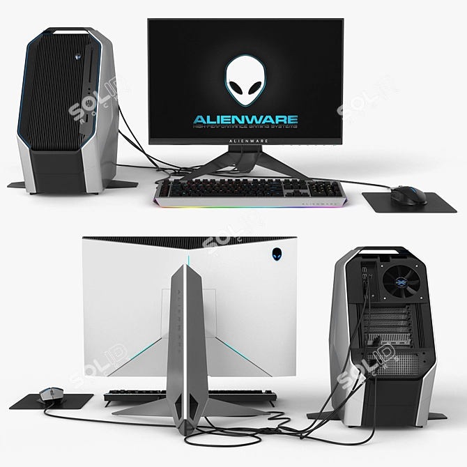 Sleek Alienware Gaming Laptop | V-Ray Render 3D model image 1