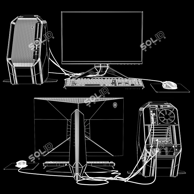 Sleek Alienware Gaming Laptop | V-Ray Render 3D model image 3