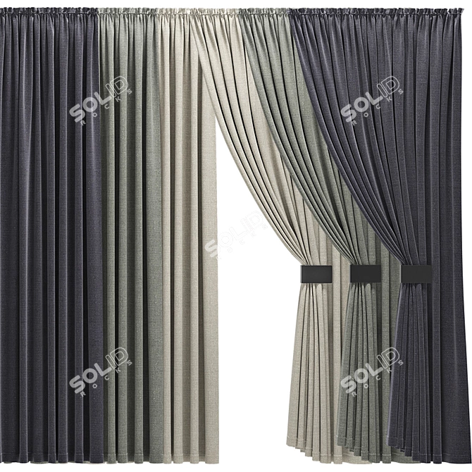  Stylish Polys Curtains 3D model image 1