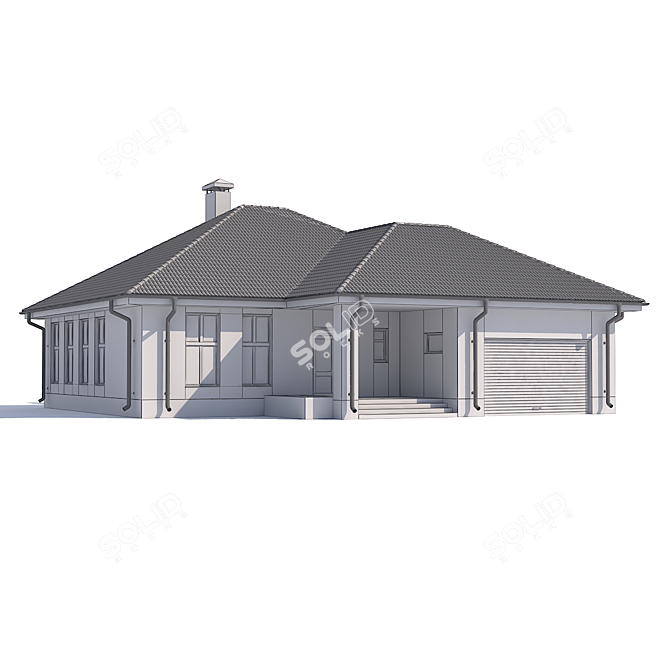 Country Dream: One-Story House with Garage 3D model image 3