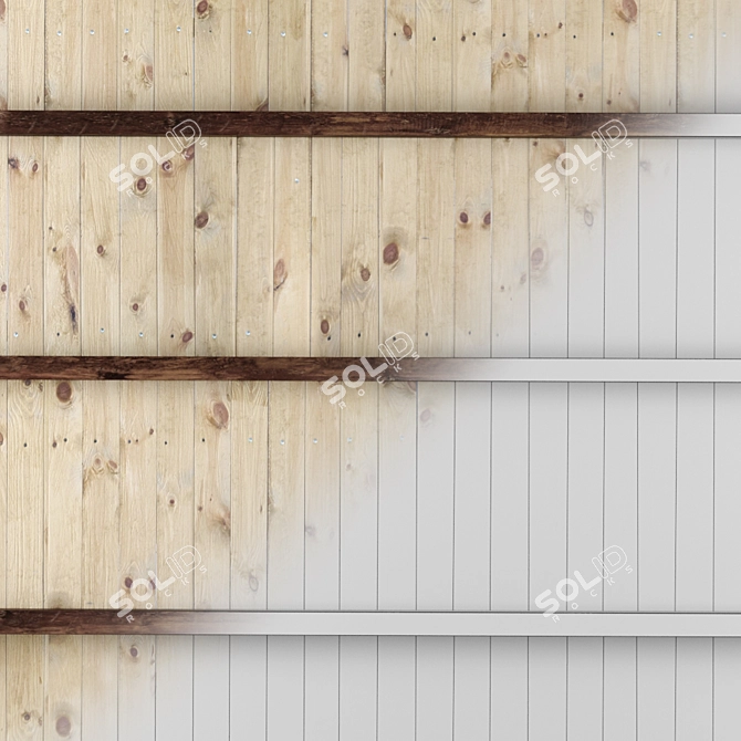 Rustic Wooden Beamed Ceiling 3D model image 2