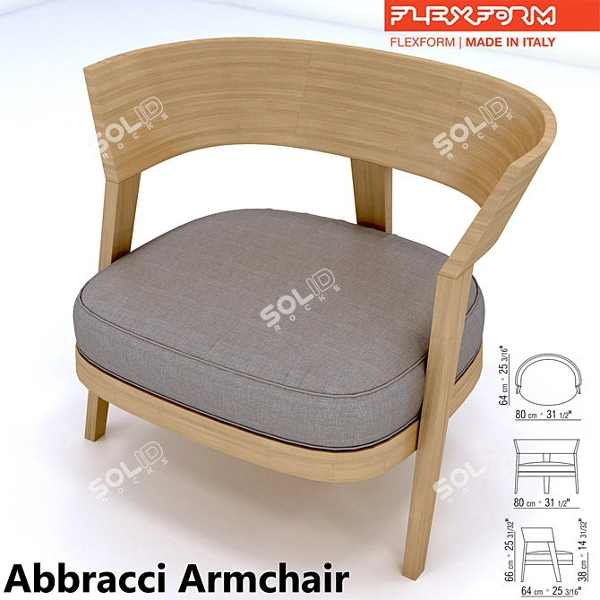 Elegant Wood-Accented Armchair 3D model image 1