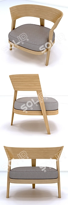 Elegant Wood-Accented Armchair 3D model image 2