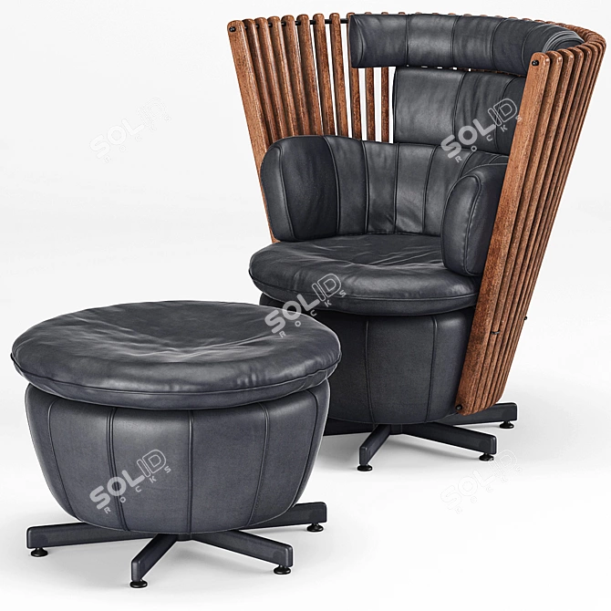 Tavarua Arm Chair & Ottoman Set 3D model image 1