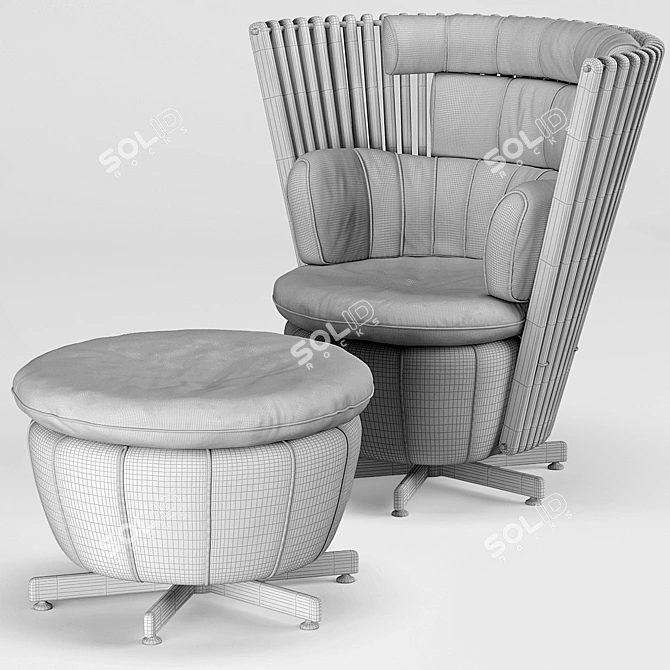 Tavarua Arm Chair & Ottoman Set 3D model image 3