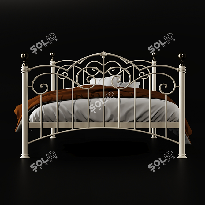 Classic Metal Bed Frame with Decorative Castings 3D model image 3