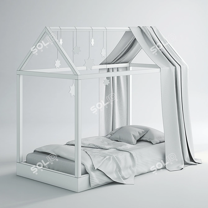 Kids Blue Bed-House: 2000x1000 3D model image 2