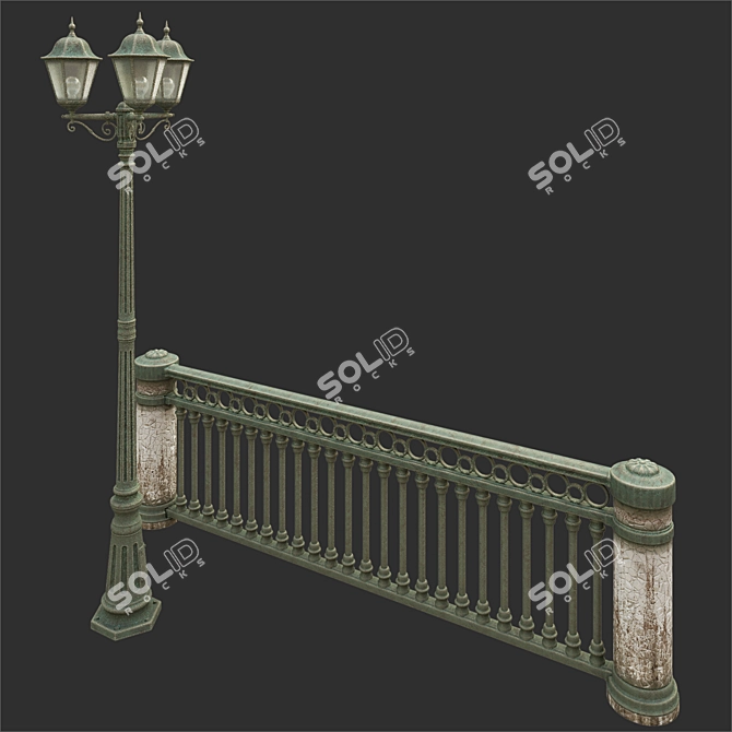 Urban Park Lantern with Sidewalk Guard 3D model image 2