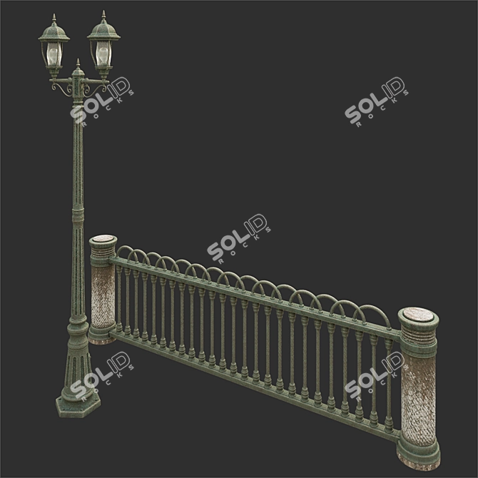 Park Lantern with Pavement Guard 3D model image 2