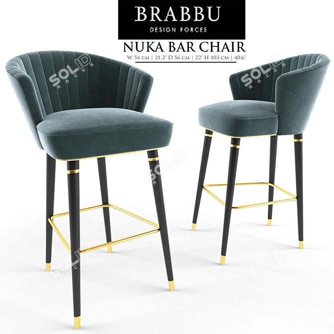 Nuka Velvet Bar Chair | Elegant and Chic 3D model image 1