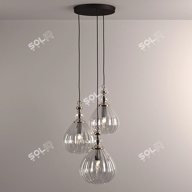 Modern Three-Part Pendant Lamp 3D model image 3