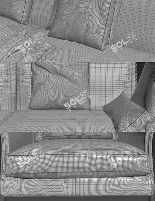 Flexform Evergreen Sofa Set: Boss Armchair, Gipsy Table & Vibia I.Cono Lamp 3D model image 3