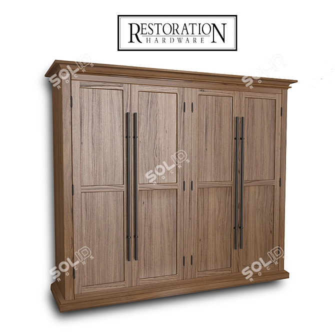 Restoration Hardware English Brass Bar Panel Cabinet 3D model image 2