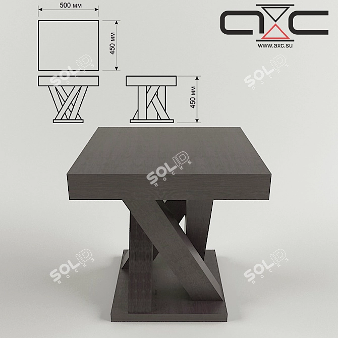 Modern Natural Wood Side Table 3D model image 2