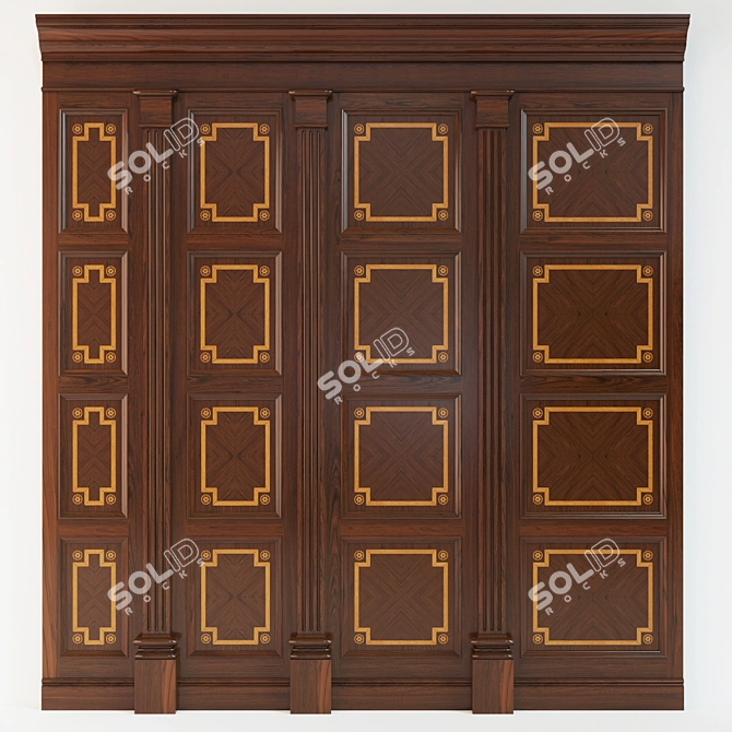  Rustic Wood Wall Panels Set 3D model image 1