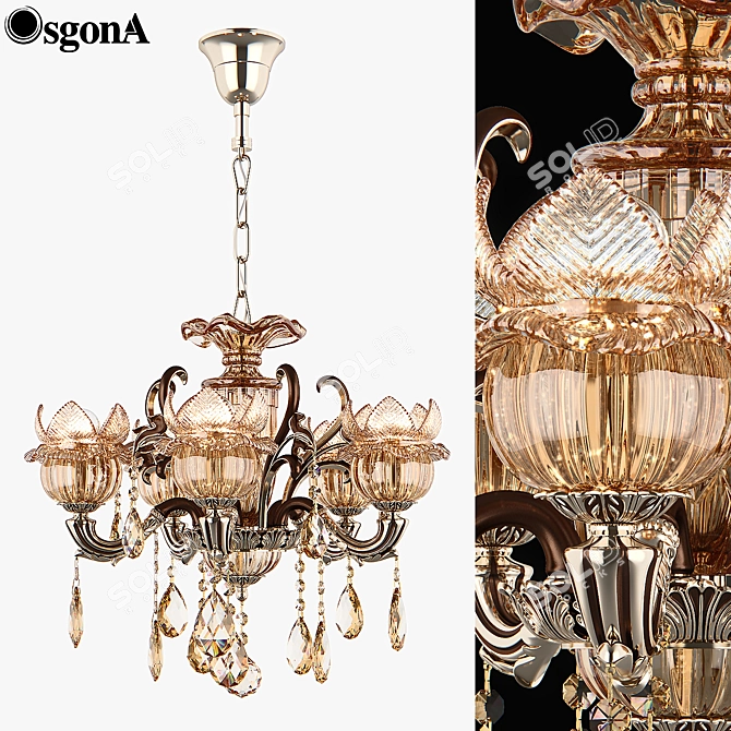 Elegant Crystal Pendant Light 3D model image 1