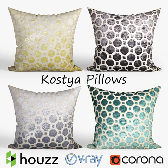 Geometric Kostya Decorative Pillows 3D model image 1