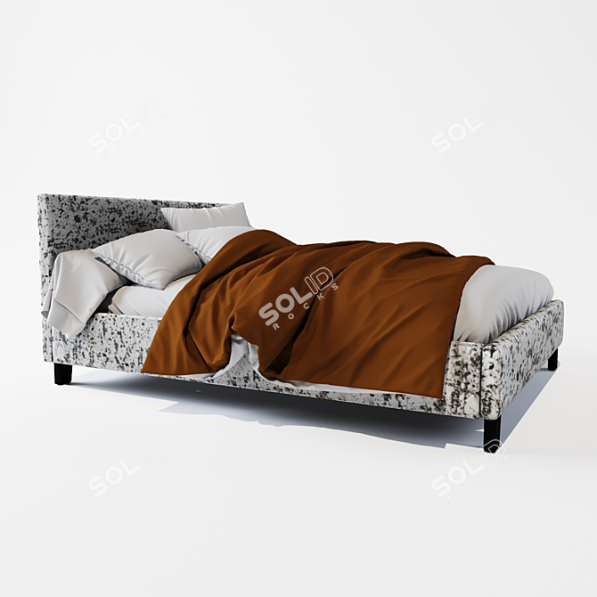 Modern Berlin Fabric Bed 3D model image 3