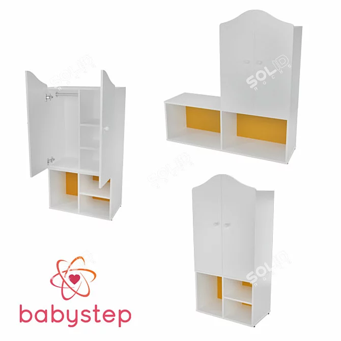 Title: Classic BabyStep Wardrobe: Versatile Design with Removable Shelf 3D model image 1