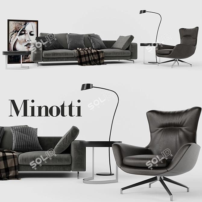 Modern Minotti Sherman Sofa Set 3D model image 1