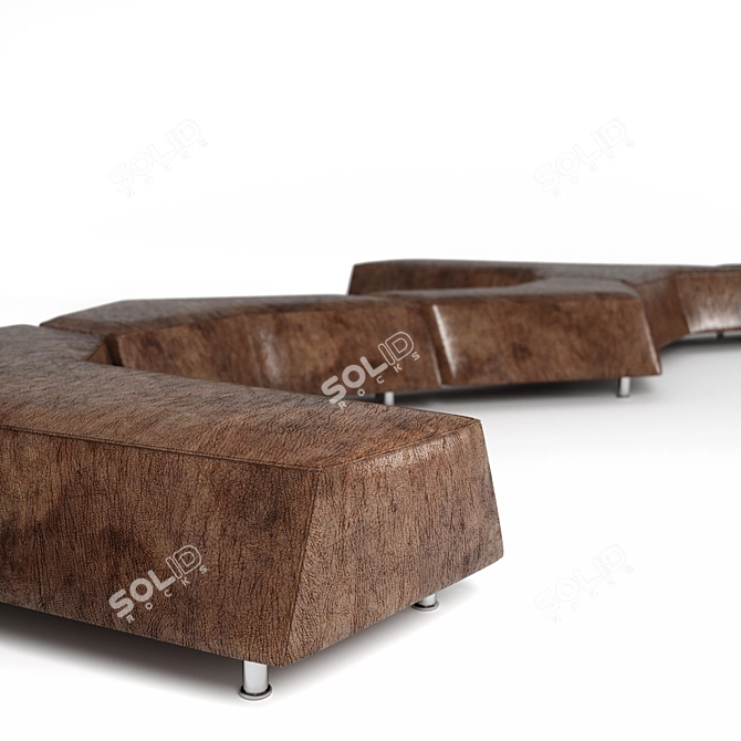 Modern Edge Pouf - Sleek Design & Superior Comfort 3D model image 4