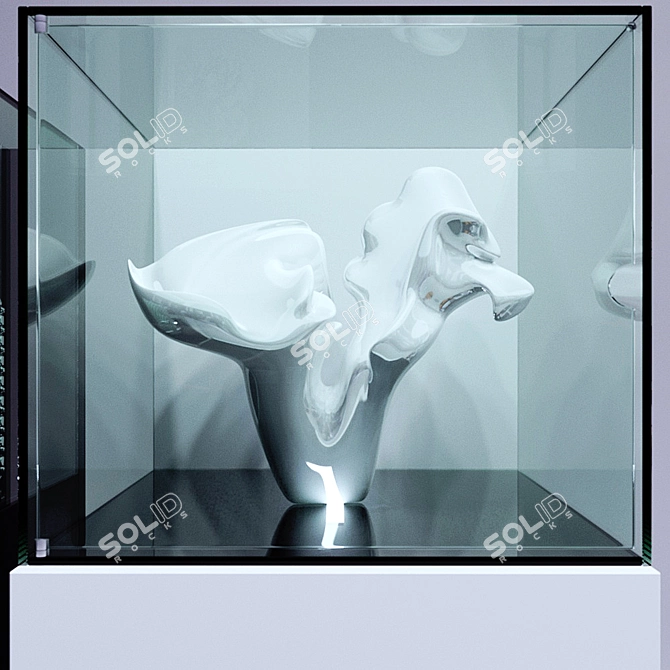 Silenia Furniture Set: Tray Commode, Showcase, Glass Shelves 3D model image 2