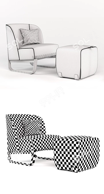 Skid 04 Leather Sled Base Chair 3D model image 3