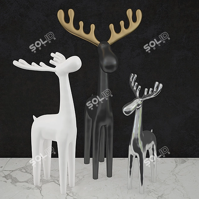  Majestic Moose Sculptures 3D model image 1