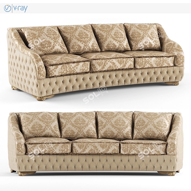 Luxurious Three-Seater Esedra Sofa 3D model image 1