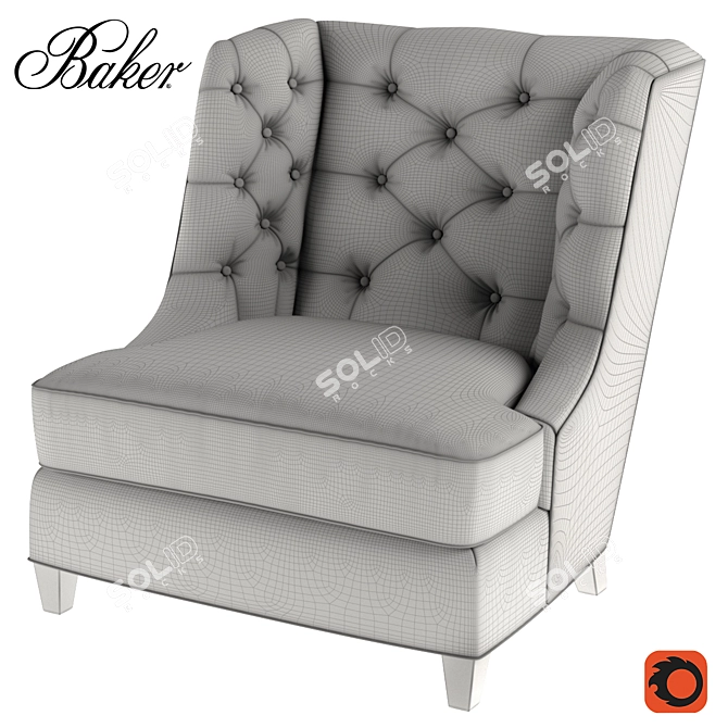 Modern Baker Wing Chair: Sleek and Stylish 3D model image 3