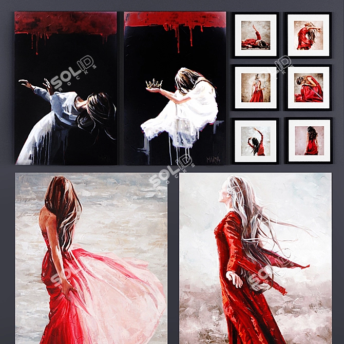 "Red Girl" Paintings by Maria Oosthuizen 3D model image 1