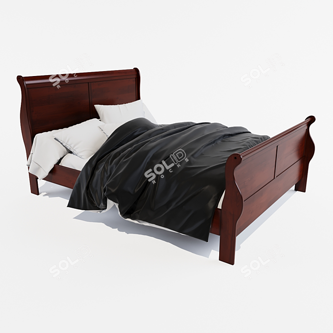 Elegant Partridge Hill Sleigh Bed 3D model image 2