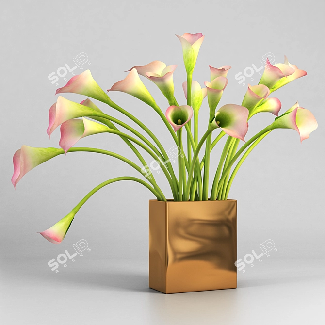 Copper Calla Flower Vase 3D model image 1