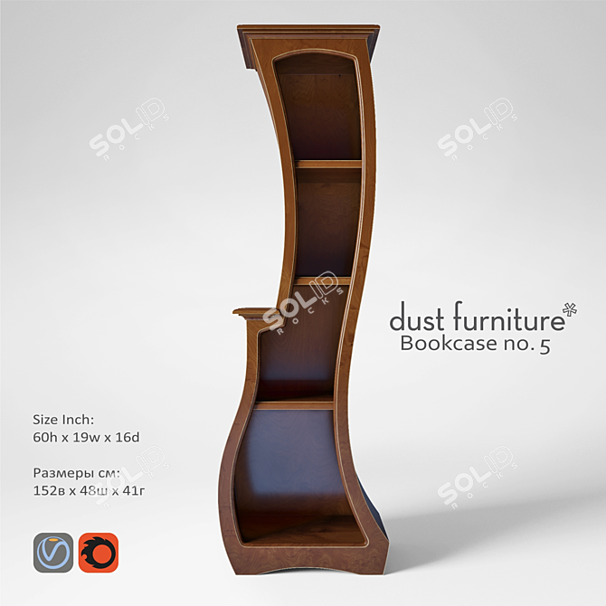 Elegant Woodgrain Bookcase 3D model image 1