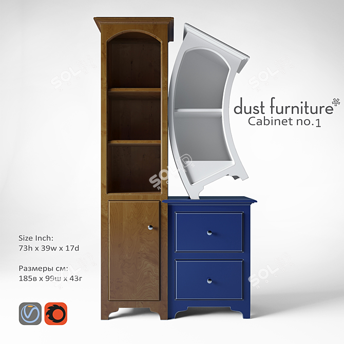 Vintage-inspired Dust Furniture Cabinet 3D model image 1