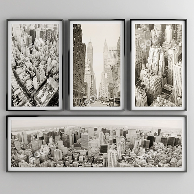 New York Skyline: Framed Sepia Prints 3D model image 1