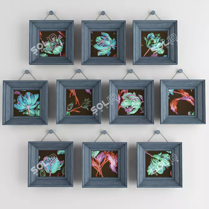 Title: Floral Framed Paintings Set 3D model image 1