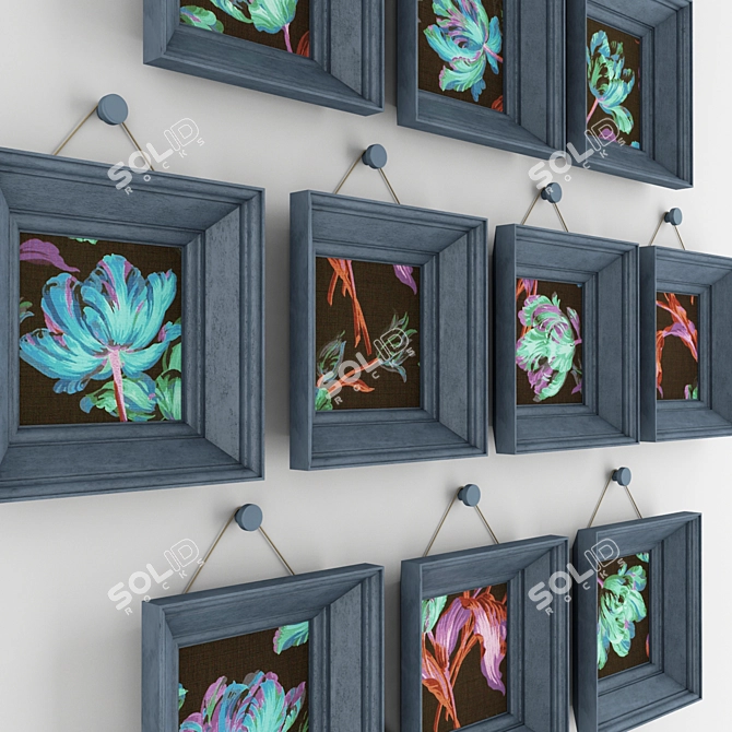 Title: Floral Framed Paintings Set 3D model image 2