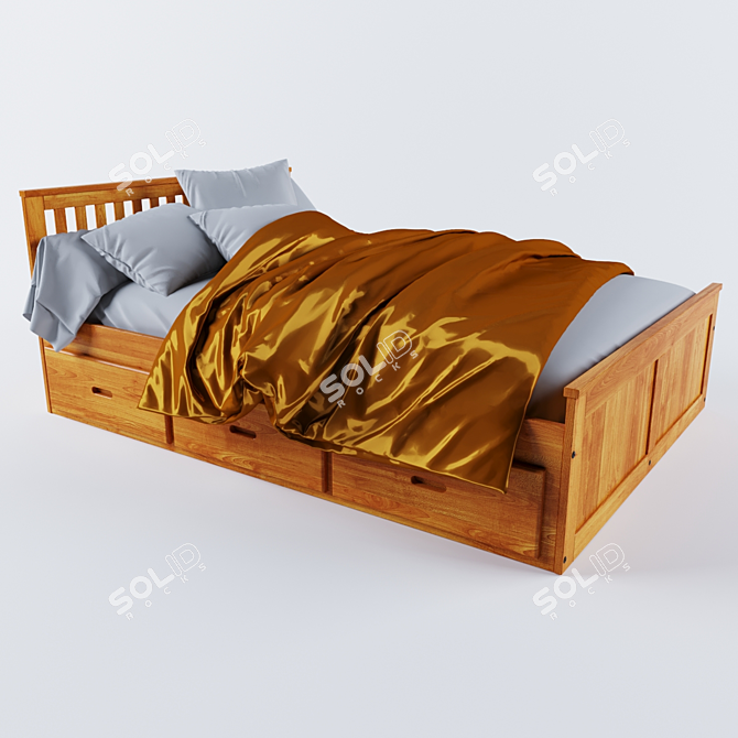 Designer Bed | 1500x2000x800 | Stylish and Functional 3D model image 1