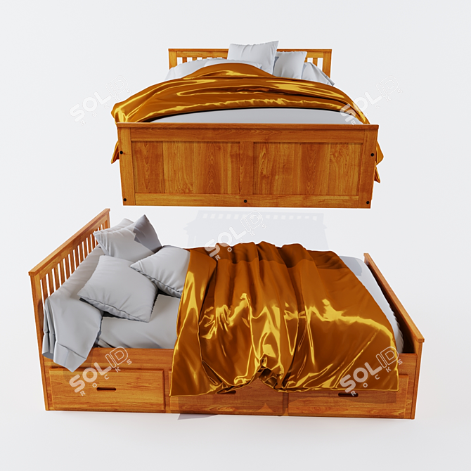 Designer Bed | 1500x2000x800 | Stylish and Functional 3D model image 2