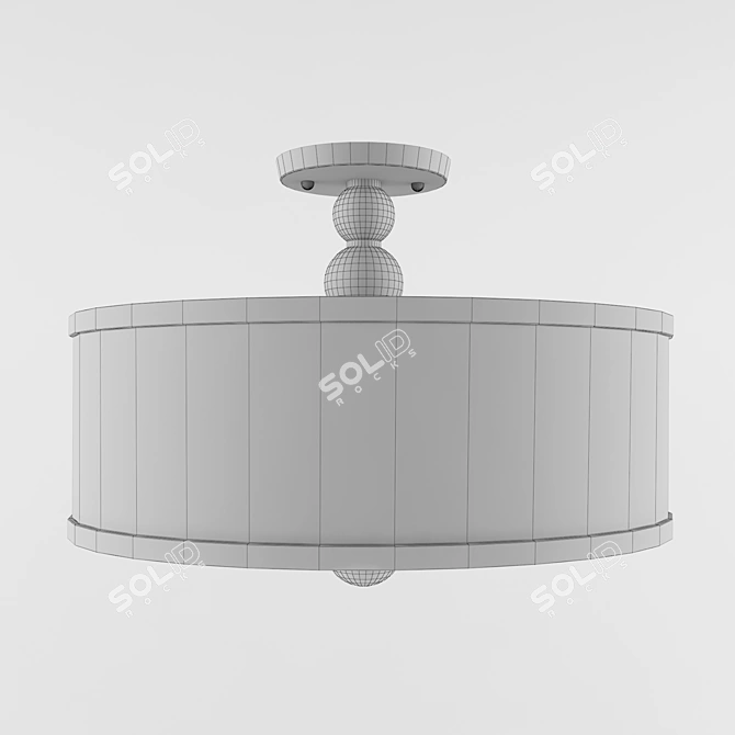 Zelda Ceiling Light - Polished Nickel, White Fabric Shade 3D model image 3