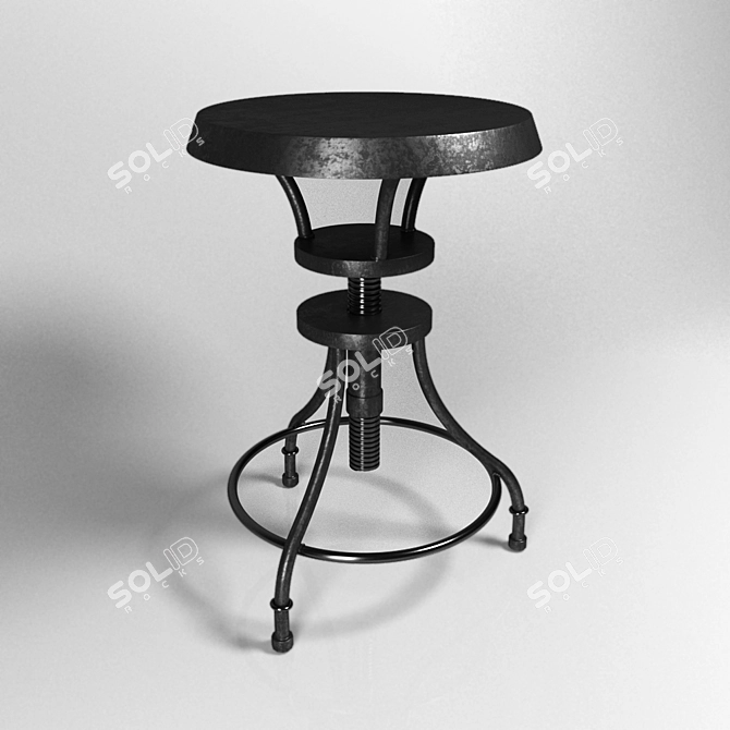 Rustic Iron Adjustable Barstool 3D model image 1