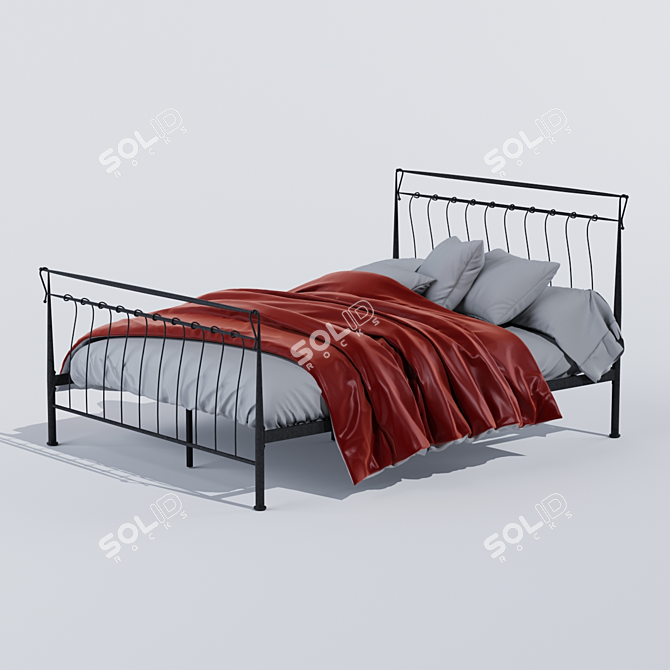 Titanium Gray Metal Bed - 2100x1500x1100 3D model image 1