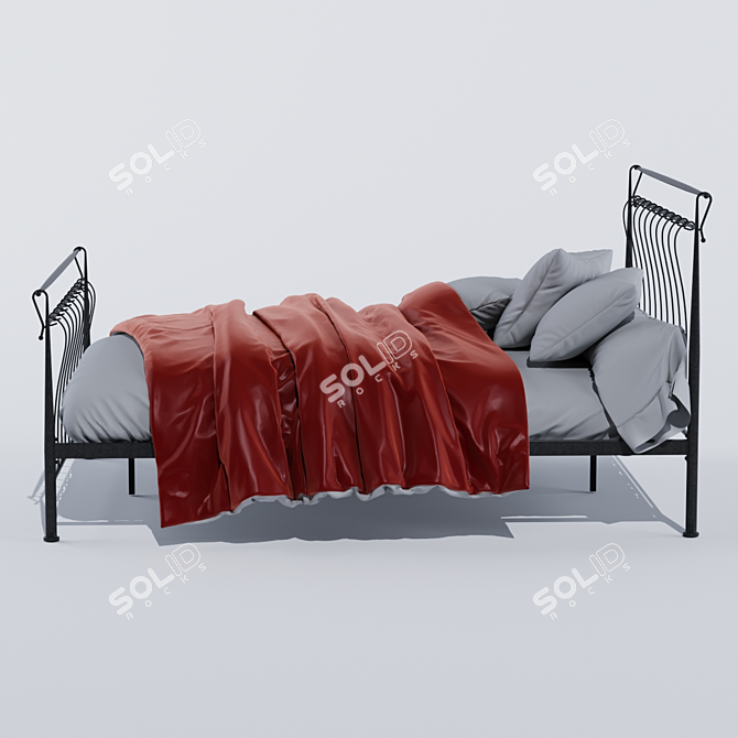 Titanium Gray Metal Bed - 2100x1500x1100 3D model image 2