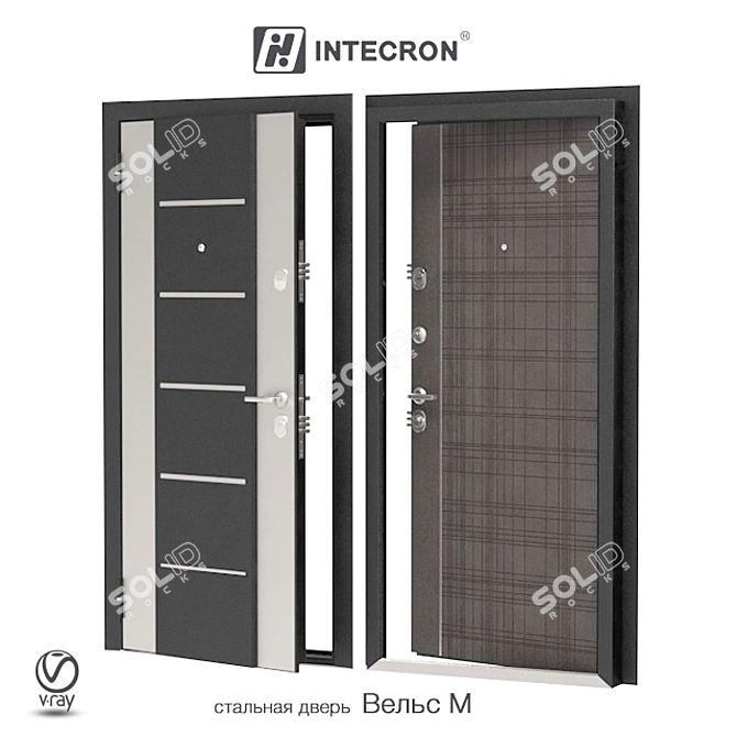 Velvet Steel Entrance Door 3D model image 1