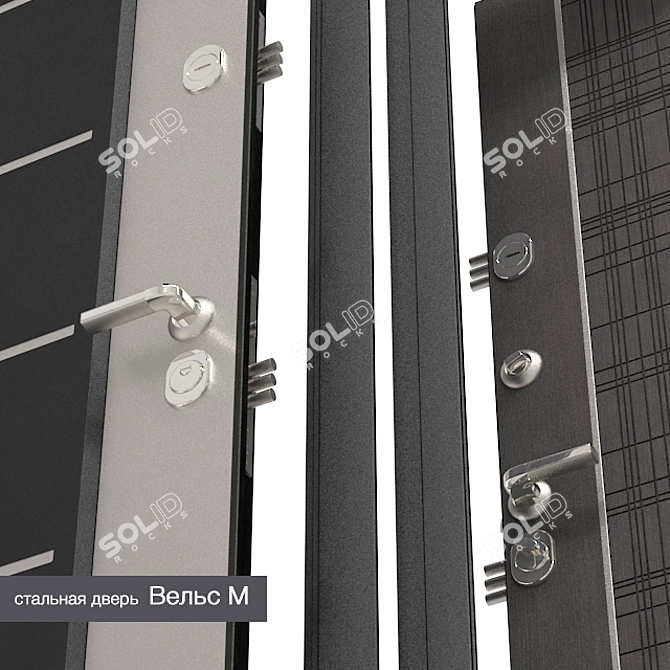 Velvet Steel Entrance Door 3D model image 2